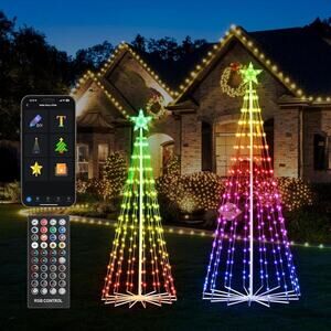 2 Smart Christmas Cone Tree Lights App Controlled, 5FT 6FT RGB Color LED